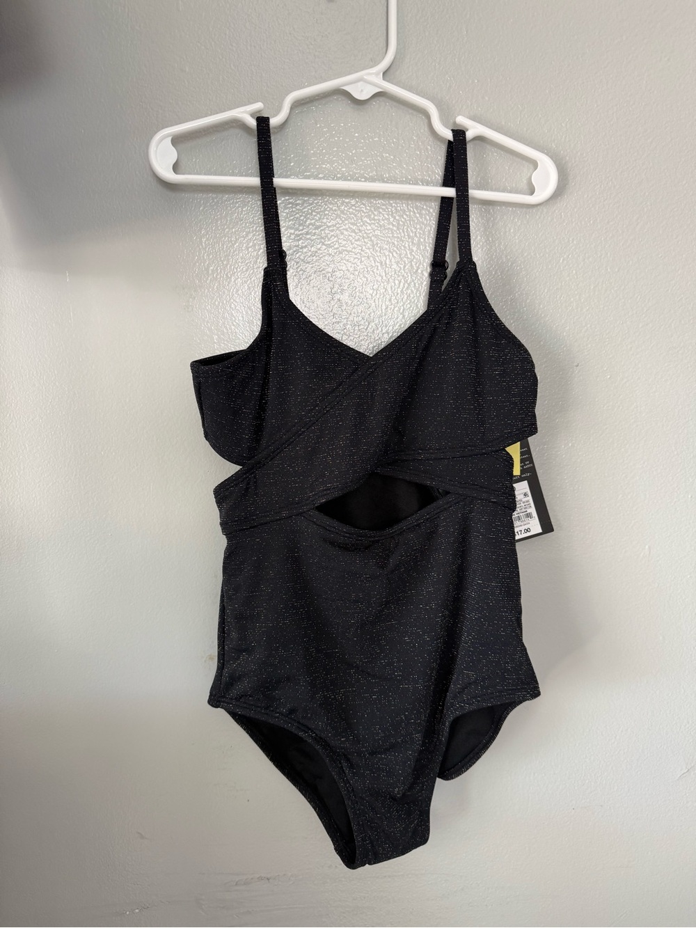 art class Black Sparkle Girls' One-Piece Swimsuit with Front Cutout